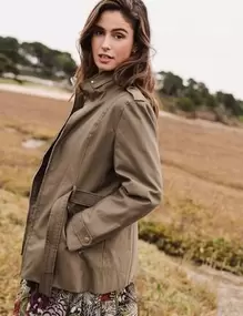 Parka droite ceinturée vert olive femme