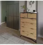 Cómoda con 6 Cajones, para Dormitorio, Acabado en Color Gris/roble, Medidas:...