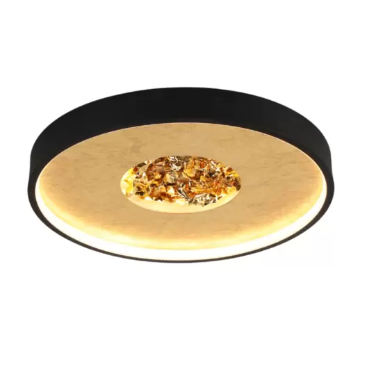 Plafón de techo Kali LED 27w 4000k integrado acabado negro y dorado estilo moderno 40cm Ø