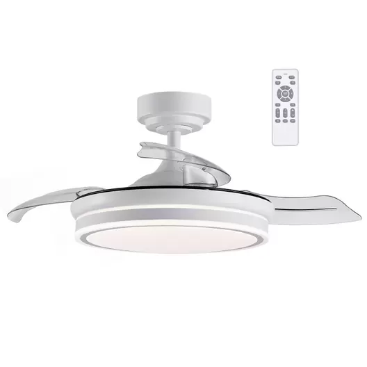 Ventilador de techo Martina blanco LED integrado 46w 3CCT acabado blanco estilo moderno aspas plegables motor DC 92cm Ø
