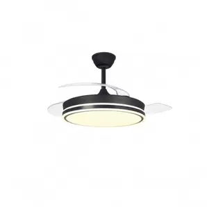 Ventilador de techo Aria negro LED integrado 45w 3CCT acabado negro estilo moderno aspas plegables motor DC 106cm Ø