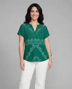 Camiseta Estampada Abertura Delantera Verde