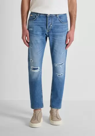 "ARGON" SLIM ANKLE-LENGTH FIT JEANS IN AUTHENTIC BLUE DENIM