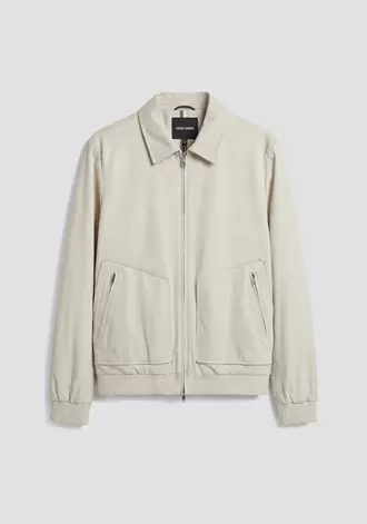 CHAQUETA REGULAR FIT DE PIEL SINTÉTICA DE ANTE