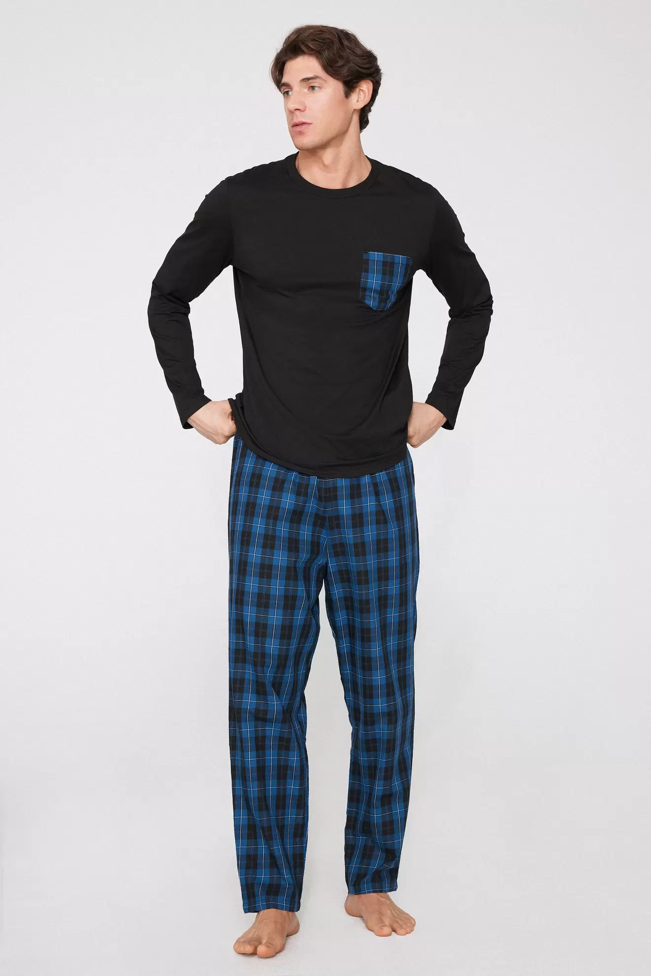 Pijama Largo Algodón Bolsillo Tela