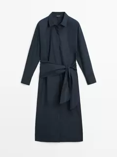 Vestido midi camisero detalle pañuelo