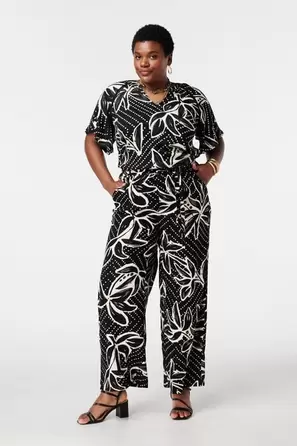 Pantalón wide leg con estampado