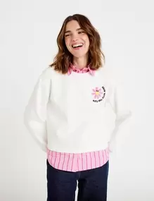 Sweat chemise 2-en-1 ecru femme