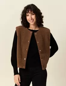 Gilet sans manches réversible camel femme