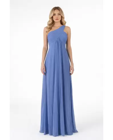 VESTIDO CELESTE PALABRA DE HONOR