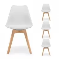Juego de 4 sillas de comedor nordicas DAY asiento PP y patas de madera de...