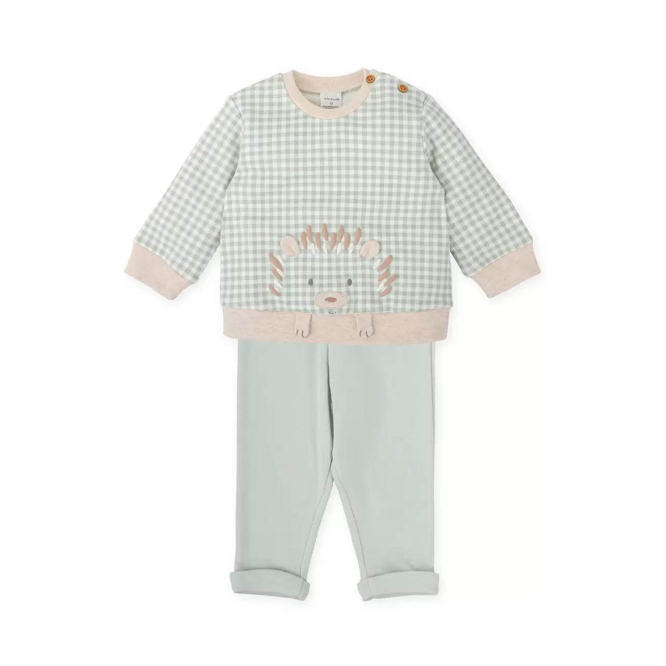 TWO-PIECE BABY SET IN GREEN GINGHAM