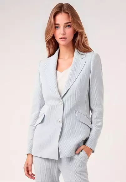 Blazer rayas seersucker. Traje AZUL