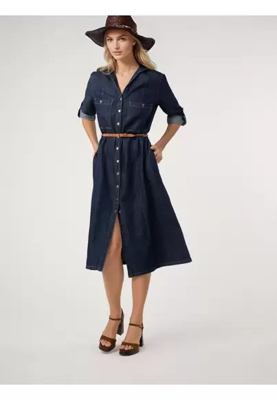 Vestido denim camisero AZUL
