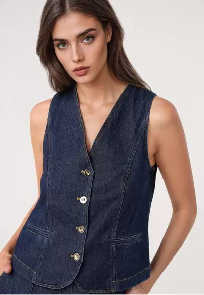 Chaleco denim.Traje AZUL