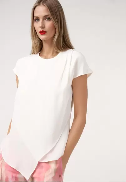 Top hombro drapeado BLANCO