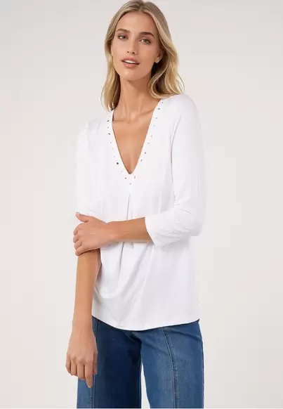 Camiseta pliegue M/3/4 CRUDO