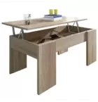 Mesa de Centro Elevable, Para Salón o Comedor,Acabado en Color Cambria,...