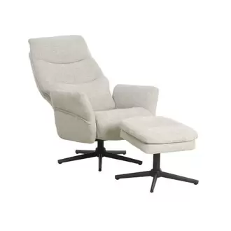 Sillón Relax con Puff Tapizado en Tela Gris Claro MAX