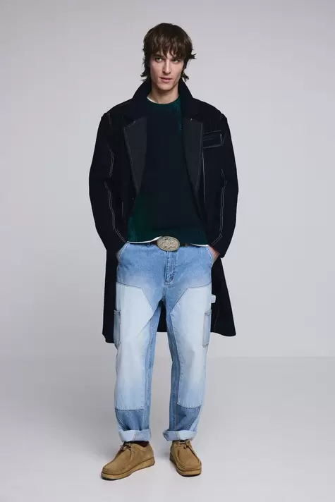 Abrigo lana largo rayas