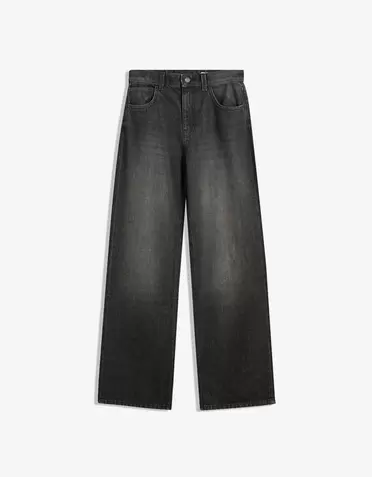 Jeans wide leg straight tiro alto