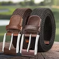 Belt for Men 2 Pack Braided Elastic Belt for Men for Casual Golf Jeans 1 3/8"