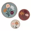 Bombi - Set de 3 cuadros redondos con bordados multicolor