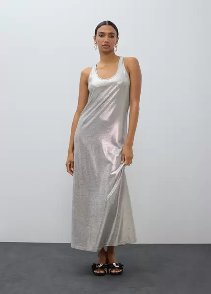 Long Strappy Laminated Dress