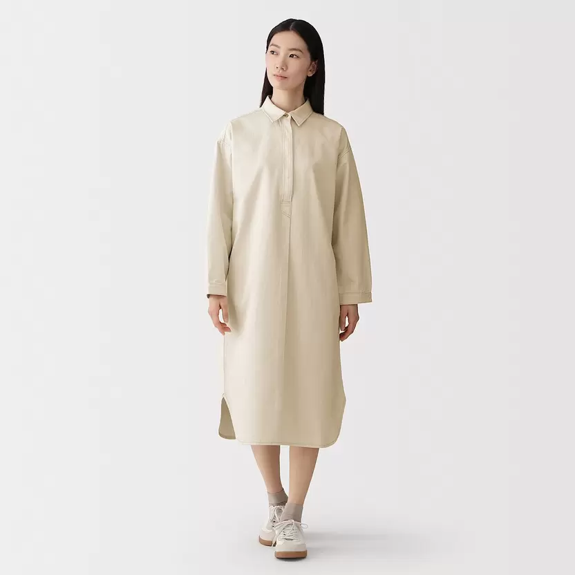 Vestido camisero ligero de sagra y mezcla de kapok para mujer