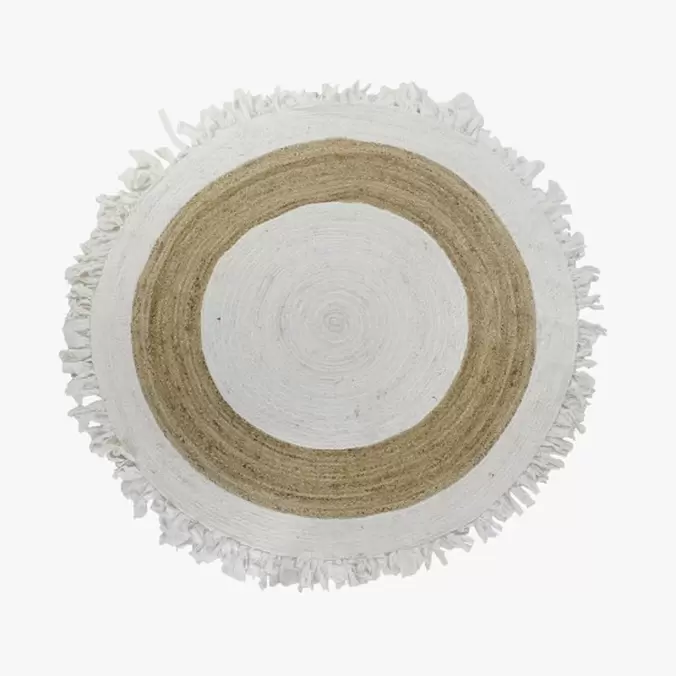 Alfombra Redonda en Algodón y Yute con Flecos OAXACA