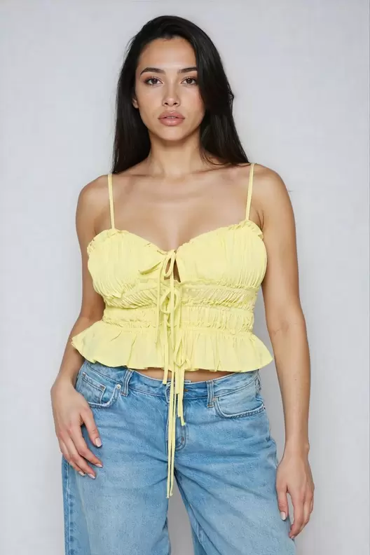 Smocked Poplin Peplum Cami Top