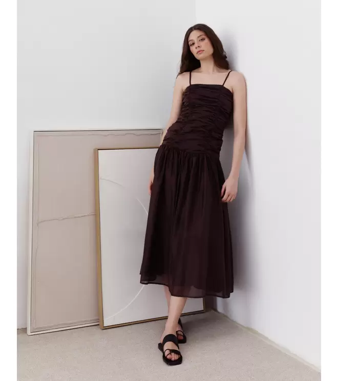 VESTIDO MIDI FRUNCIDO