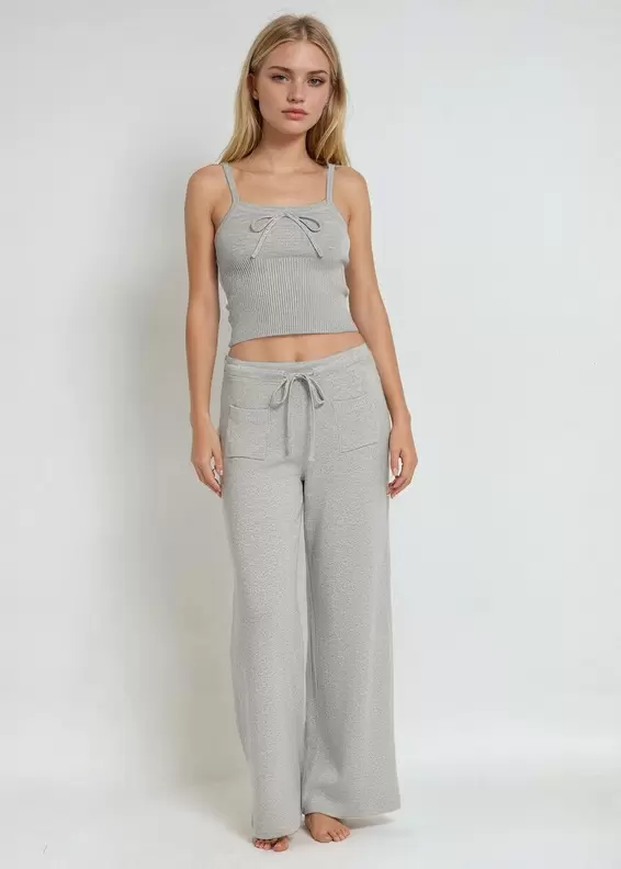 Ribbed Sweater-Knit Pajama Pant