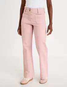 Jean bootcut taille haute rose clair femme