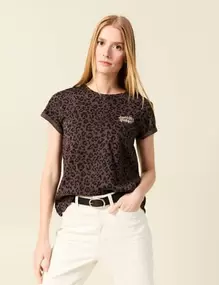 T-shirt manches courtes marron foncé femme