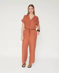 Pantalon Pijamero Con Cintura Ajustable Marrón