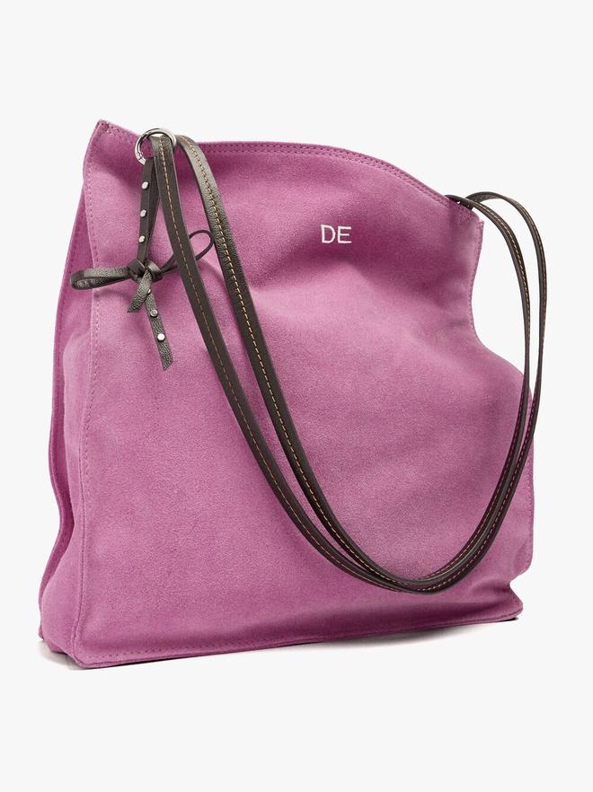 Bolso shopper rectangular con piel