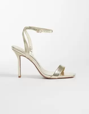 Sandalias doradas minimalistas de tacón Nali de ASOS DESIGN