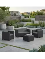 Conjunto de Jardín Diva Tropea 4 Piezas Antracita con Cojines