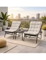 Conjunto de Jardín 3 Piezas Metal Antracita con Cojines