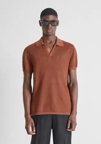 JERSEY TIPO POLO DE MANGA CORTA REGULAR FIT DE MEZCLA DE ALGODÓN SUAVE