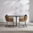 Ravello - Conjunto de mesa y 2 sillas de jardín de aluminio antracita y resina beige