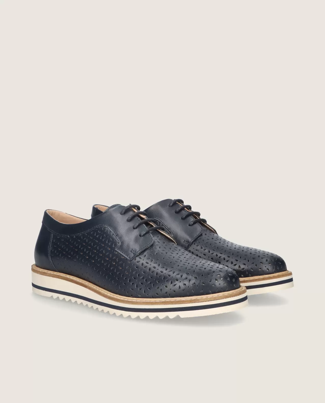 Violette Loafer in navy blue perforated leather