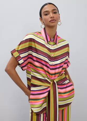 Striped Belted Blouse