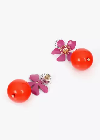 Lacquered Metal Flower Earring