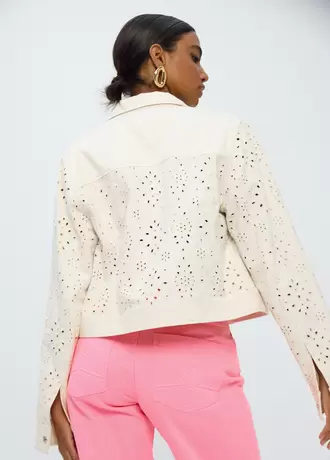 Twill Denim-style Jacket with Broderie Anglaise