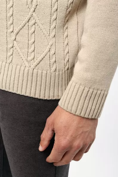 Aran-Knit Crew Neck Jumper