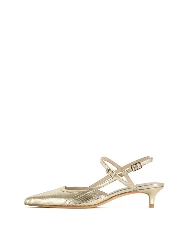 LUNAN Piel grabada lagarto platino