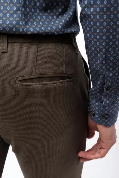 Chino Trousers with Micro-Design, Slim Fit