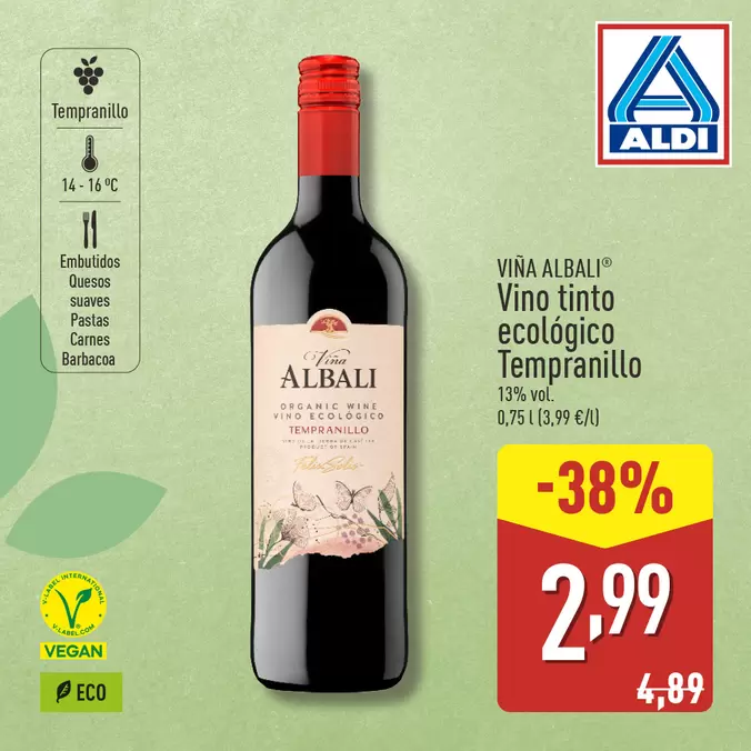 Vino tinto ecológico Tempranillo